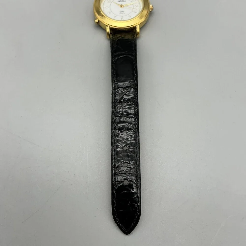 Timex Indiglo Womens Watch 31mm White Dial Gold Tone Black Leather New Battery